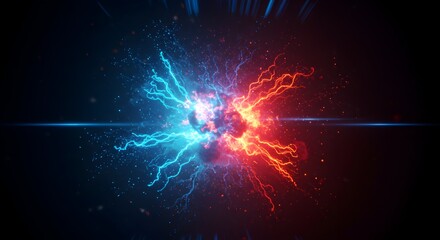 Obraz premium Cosmic Collision A Whimsical Dance of Fire and Ice in the Vast Expanse of Space