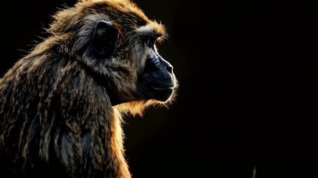 Monkey's silhouette in the dark.