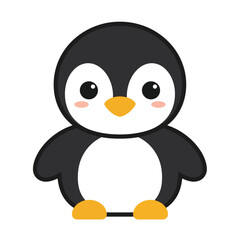 Cute penguin icon in flat style.