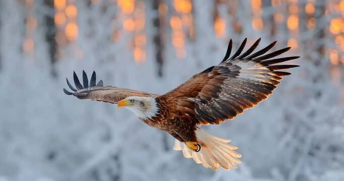 Majestic eagle winter flight