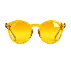 Fashionable yellow sunglasses showcase display product bright lighting isolated on transparent background