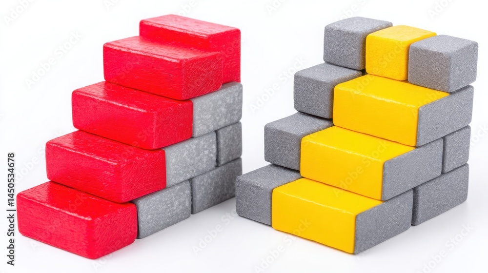 Poster stack of colorful building blocks representing financial connections between usa and china in a uniq