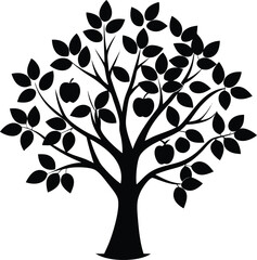 apple tree leaf silhouette vector on white 
