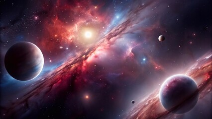 planets in a galaxy wallpaper mural  outer space