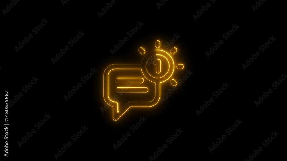 Aufkleber animated neon message icon notification with a number one on a black background