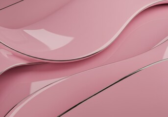 Abstract pink wavy shapes with metallic lines