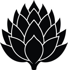 artichoke leaf silhouette vector on white 