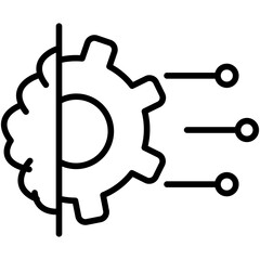  Machine Learning Line Icon, Machine Learning Icon – AI Technology, Neural Network, Data Analysis Symbol in Line Style