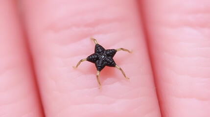 Lone star or seed tick on finger