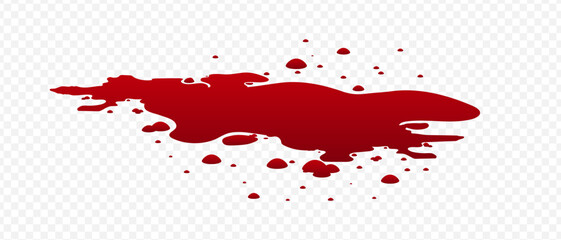 High quality Blood spilled or paint. Two puddle of blood. Fresh blood. Puddle of red paint. Site of occurrence. Crime scene.	

