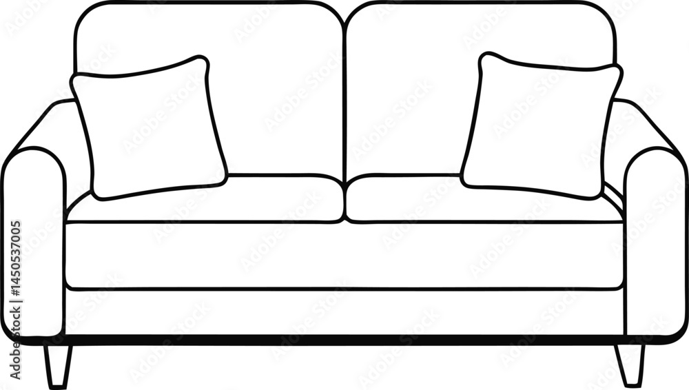 Aufkleber sofa in continuous line art drawing style couch with elegant minimalist single line design for moder
