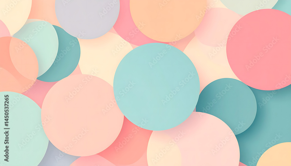 Poster a delightful symphony of pastel circles creating a harmonious and visually appealing abstract backgr