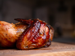 Crispy Roasted Whole Chicken Close-Up.