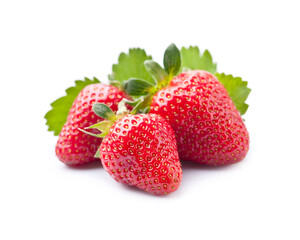Strawberry berries with leaves