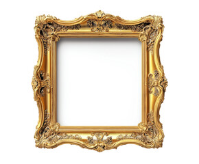 Elegant gold frame displaying gallery type front view aesthetic appeal isolated on transparent background