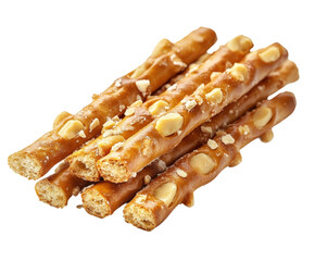 Crunchy pretzel snacks gourmet food shop food bright kitchen isolated on transparent background