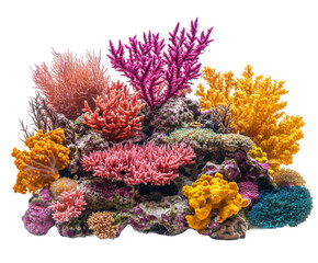 Vibrant coral reef display underwater world nature colorful environment view isolated on transparent background © Luminara
