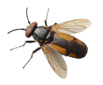 Observing a fly in detail perspective isolated on transparent background