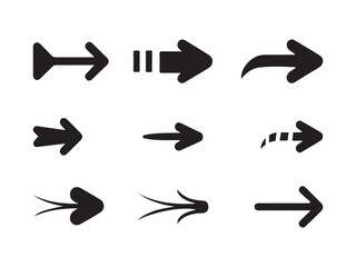 Fototapeta premium A comprehensive set of black directional arrows on a white background