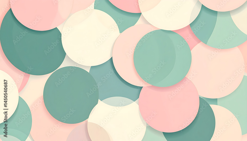 Poster pastel circles with soft shadows forming a textured pattern perfect for a delicate and artistic desk