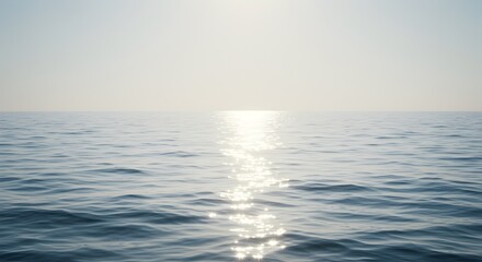 Fototapeta premium Serene Seascape Sunlit Waters and Expansive Horizon at Dawn or Dusk