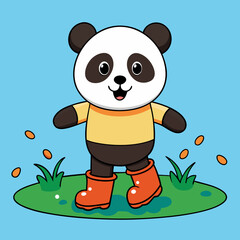 panda with a flower