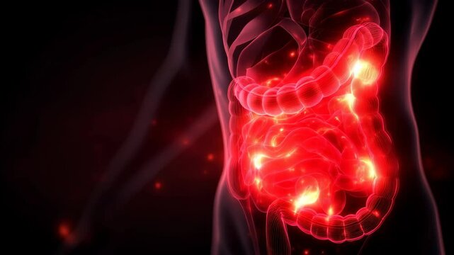 Illustration of gastritis stomach inflammation leading to pain and nausea symptoms