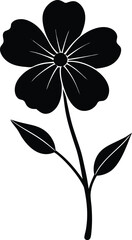 blue flax flower silhouette vector on white 