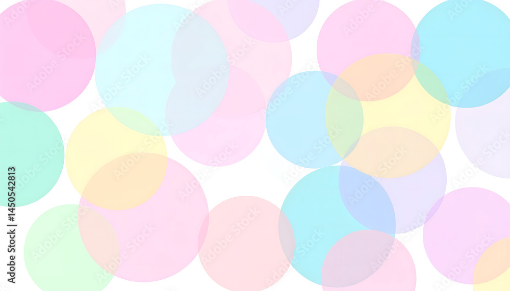Poster a collection of soft colored circles forming a textured and layered effect against a clean white can