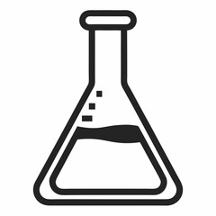 Minimalist Laboratory Glassware Line Art: Black and White Scientific Vector Illustration