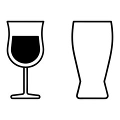 Minimalist Alcohol Glasses Illustration Wine and Beer Comparison in Flat Vector Style
