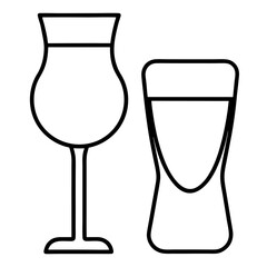 Minimalist Alcohol Glasses Illustration – Wine and Beer Comparison in Flat Vector Style