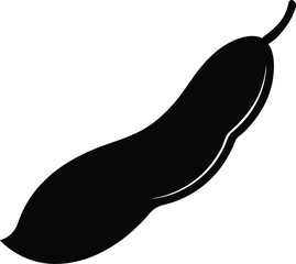broad bean pod silhouette vector on white 
