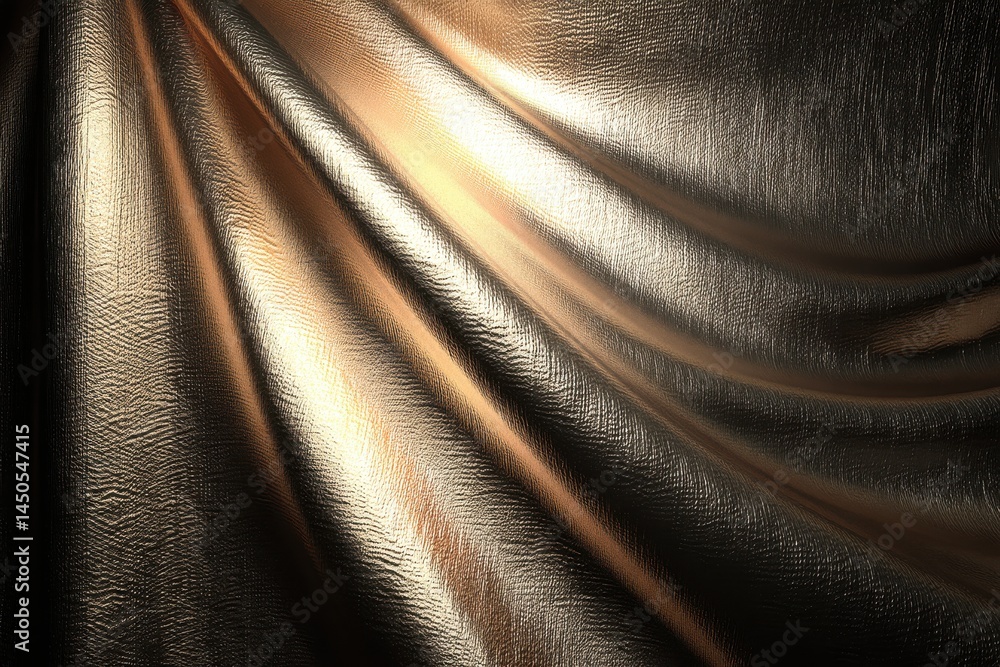 Aufkleber luxurious draped gold fabric with textured surface, creating rich folds and soft light, ideal for ba