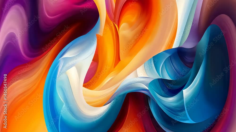 Poster colorful abstract waves in dynamic motion across three frames