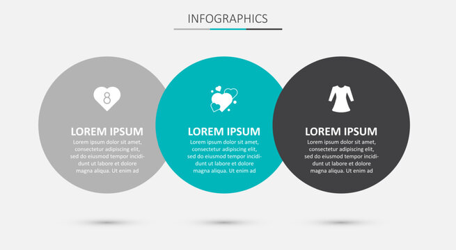 Set Heart, with 8 March and Woman dress. Business infographic template. Vector