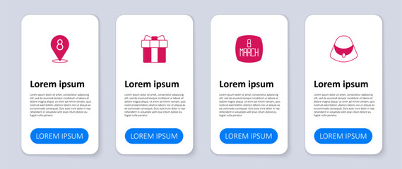 Set Handbag, 8 March, Gift box heart and . Business infographic template. Vector