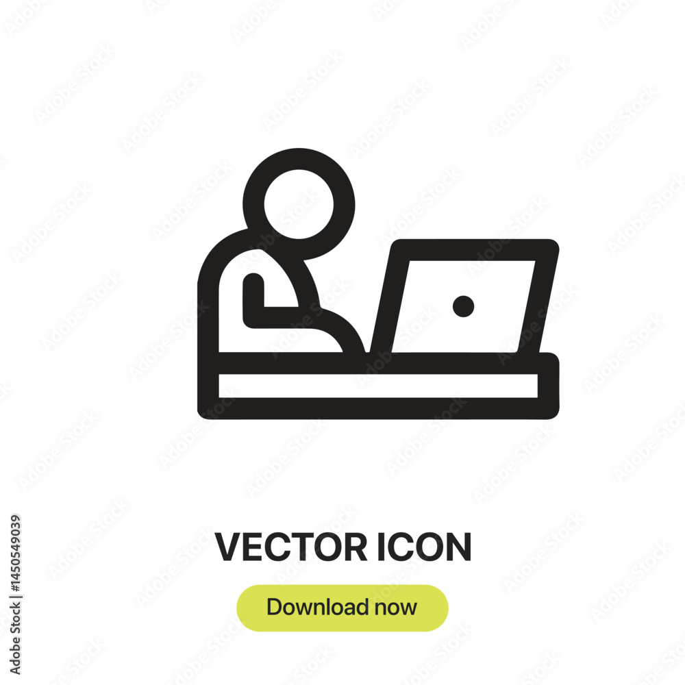 Aufkleber Working icon vector. Linear-style sign for mobile concept and web design. Working symbol illustration. Pixel vector graphics - Vector.