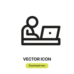 Working icon vector. Linear-style sign for mobile concept and web design. Working symbol illustration. Pixel vector graphics - Vector.