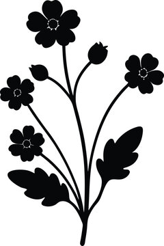 black flower silhouette on white background clip art preview