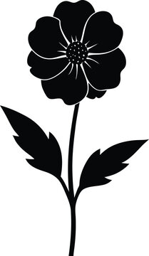 black flower silhouette on white background clip art preview