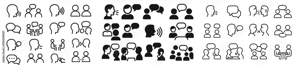 Leinwandbilder Set of web icons depicting communication and social interaction in line style for digital design projects