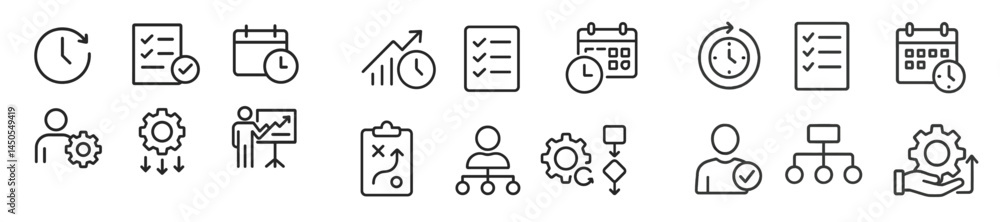 Poster Collection of web icons in line style representing various business and task management concepts for digital platforms