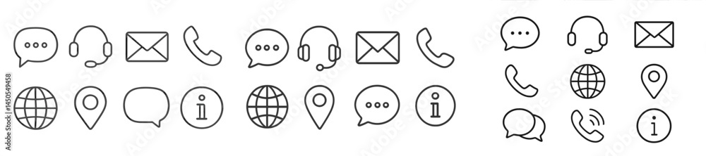 Poster Collection of web icons in line style for communication and information sharing