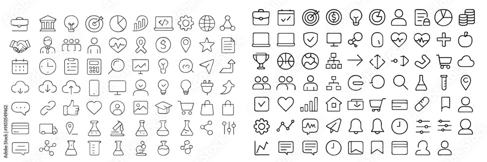 Aufkleber Collection of minimalist web icons in line style for user interface design and digital applications