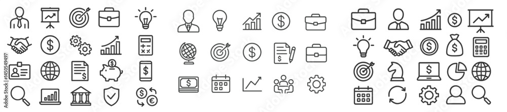 Aufkleber Set of web icons in line style for business, finance, and technology applications showcasing various concepts and elements