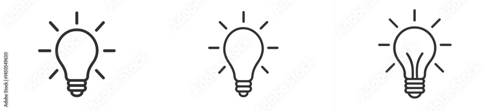 Poster Set of line style web icons featuring light bulbs designed for digital use in applications and websites