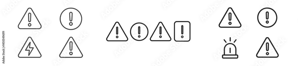 Aufkleber Collection of web icons featuring alert symbols in line style for digital design applications