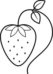 Strawberry plant illustration created in continuous line art style ideal for botanical prints fruit themed kitchen decor organic product labels and modern natural illustrations