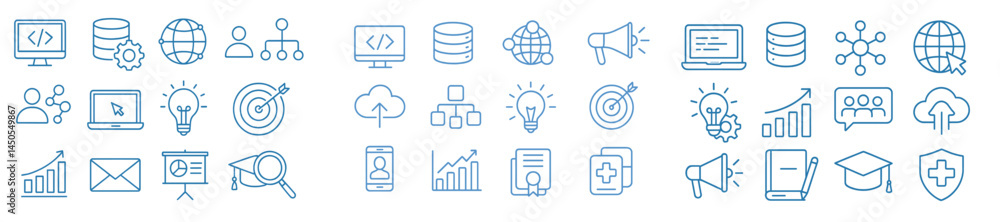Aufkleber Collection of web icons in line style for digital resources and development projects